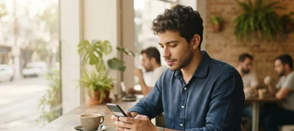 trabalhador conferindo notificação de convocação para trabalho intermitente no celular