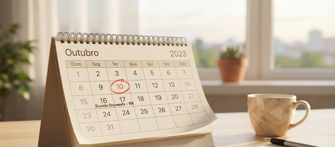 calendário de mesa com data circulada