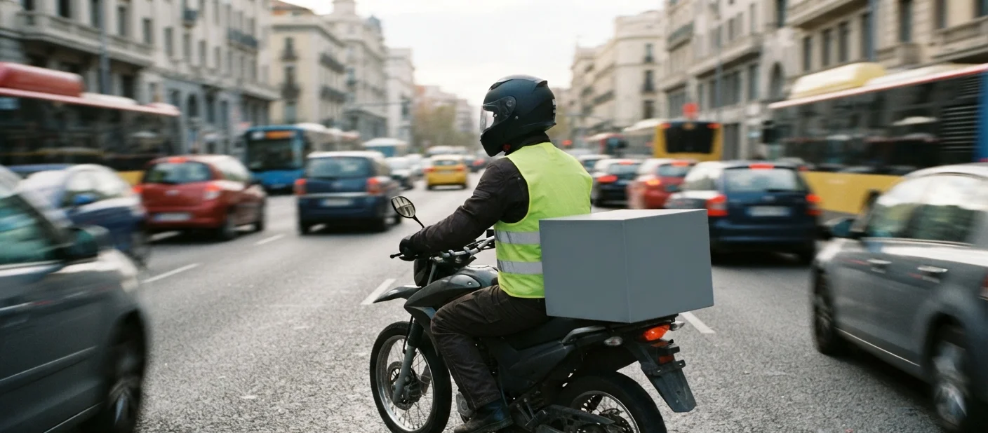 Motociclista trabalhando em via pública, situação regulamentada pelo novo Anexo 5 da NR-16 para adicional de periculosidade